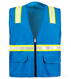 8038A-LB Light Blue Multi-Pocket Zipper Closure Hi Vis Safety Vest THUMBNAIL