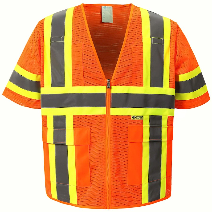 M7138C3 Orange Mesh Class 3 Safety Vest