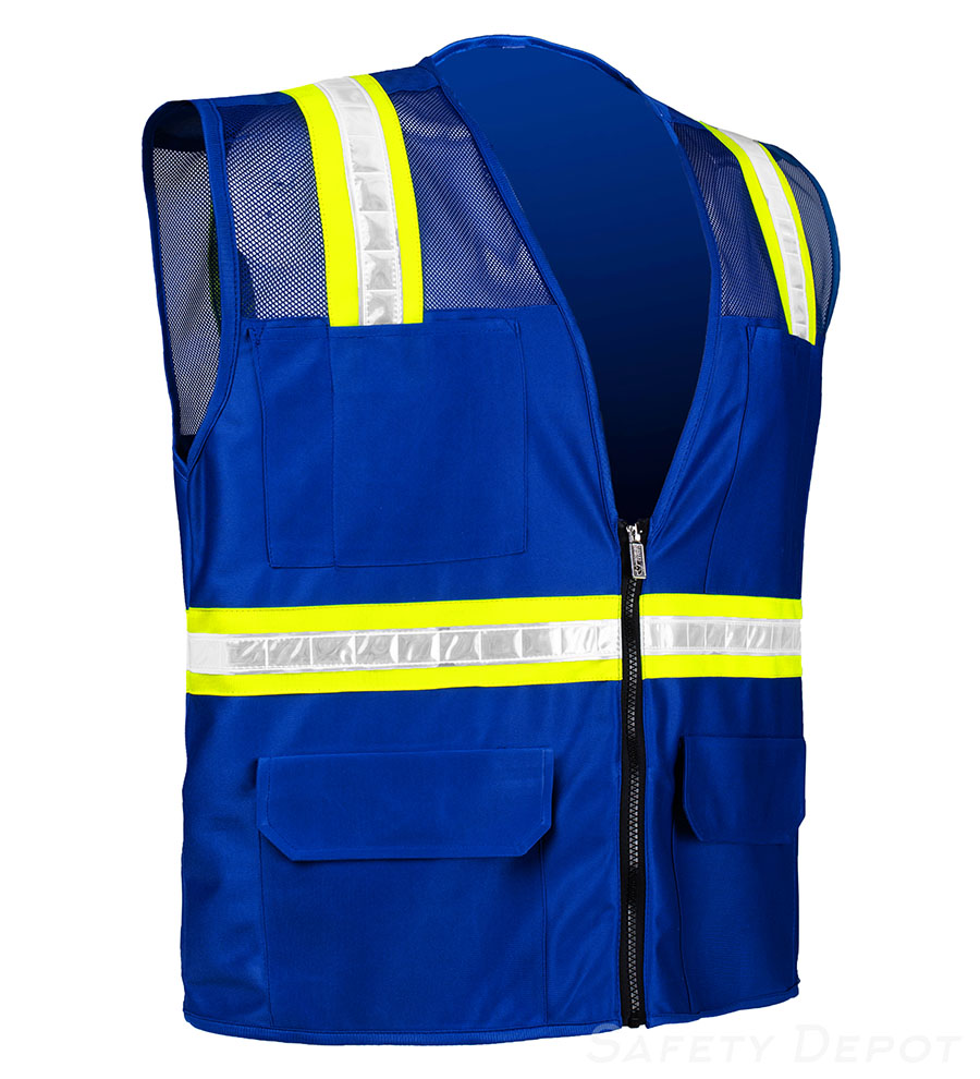 8038M-RB Royal Blue Mesh Safety Vest with multipockets