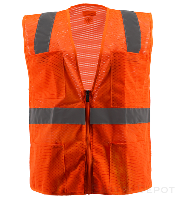 Class 2 Orange Hi Visible Mesh Safety Vest MSD1001OR