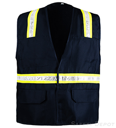 High gloss PVC reflective tapes with four pockets on outer portion of vest THUMBNAIL