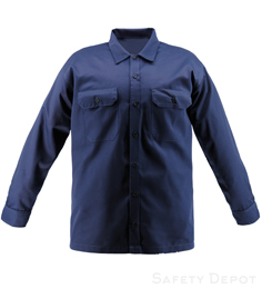 High Quality Navy Blue Long Sleeve shirt Poly-Cotton Twill chest pockets THUMBNAIL