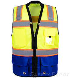 OSHA compliant Class 2 safety vest  Polyester Mesh with Heavy Duty Solid Color Bottom THUMBNAIL