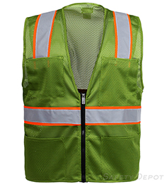 Olive Green Hi Visible Mesh Safety Vest with Pockets THUMBNAIL