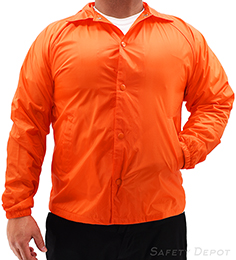 Nylon Taffeta Windbreaker Material Orange Coaches Jacket with pockets THUMBNAIL