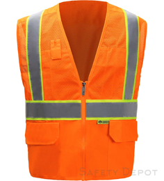 Orange Mesh Safety Vest with Bright Yellow Backing THUMBNAIL