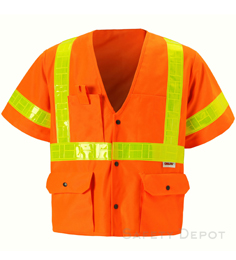 Orange Class 3 Safety Vest Yellow with Reflective Stripe THUMBNAIL