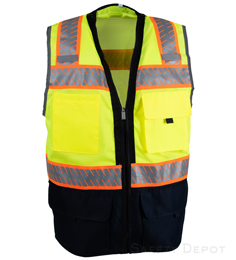 2-toned lime and yellow safety vest velcro closure with pockets THUMBNAIL