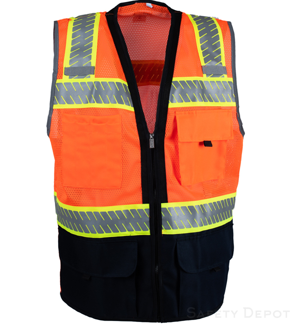 Orange Navy Blue Bottom Safety Vest