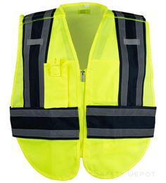 Yellow mesh vest with blue backing, Hook and Loop 5 Point Breakaway THUMBNAIL