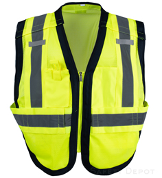 Yellow mesh vest with navy blue trimming Hook and Loop 5 Point Breakaway: Front, Shoulders, and Sides THUMBNAIL