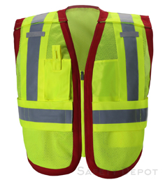 Yellow mesh vest with red trimming Hook and Loop 5 Point Breakaway THUMBNAIL