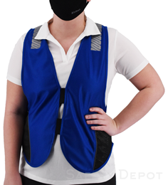 Enhanced 2 inch chevron reflective stripes blue vest with reflective pipigs on mesh panels THUMBNAIL