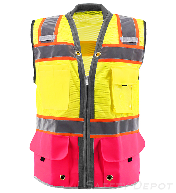 Pink Bottom Two Toned Class 2 Safety Vest MAIN