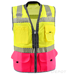 Premium Pink Bottom Two Toned Class 2 Safety Vest THUMBNAIL