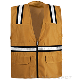 General purpose tan safety vest with pockets THUMBNAIL