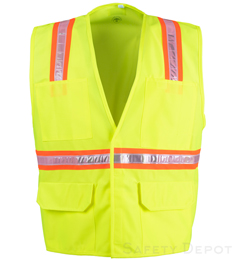 High gloss PVC reflective tapes with four pockets on outer portion of vest THUMBNAIL