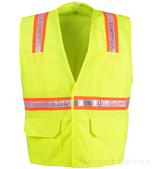 VEL6048 Lime Yellow Velcro Safety Vest MAIN