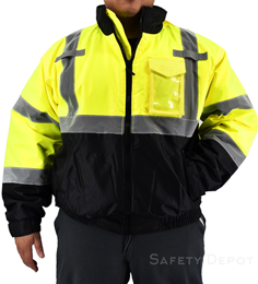 250c-3 Class 3 Warm cold weather Yellow Reflective Jacket with pockets THUMBNAIL