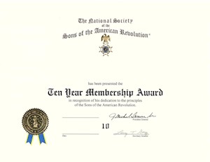 10 YEAR SERVICE CERTIFICATE LARGE