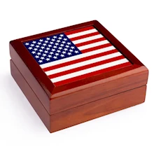 American Flag Wooden Jewelry Box LARGE