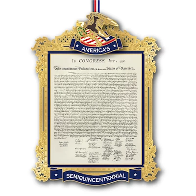 Official Commemorative Ornament of America’s 250th Anniversary – Declaration of Independence MAIN