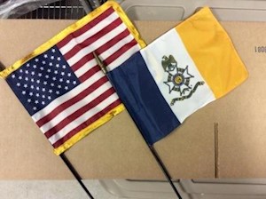 8 X 12 IN. US/SAR FLAG DESK SET LARGE