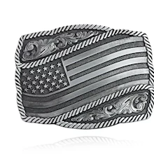 Silver American Flag Belt Buckle LARGE
