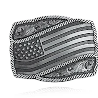 Silver American Flag Belt Buckle MAIN