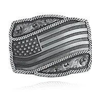 Silver American Flag Belt Buckle THUMBNAIL