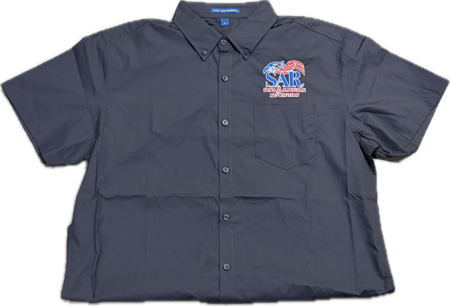 Poplin Short Sleeve Gray Dress Shirt MAIN