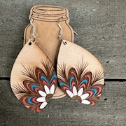 Engraved Red White and Blue Floral Earrings THUMBNAIL