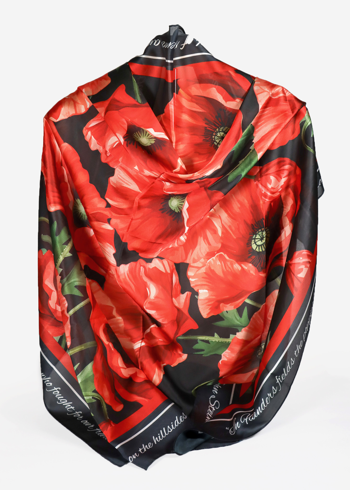 Red Poppy Silk Scarf THUMBNAIL
