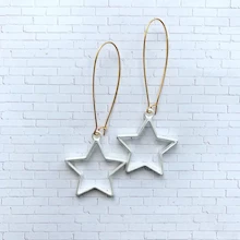 Star Earrings White LARGE