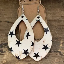 Black and White Star Cork Earrings LARGE