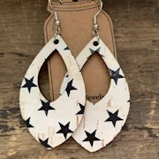 Black and White Star Cork Earrings THUMBNAIL