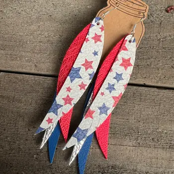Star Fringed Leather Earrings THUMBNAIL