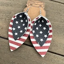 Stars and Stripes Leather Earrings LARGE