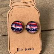 Red White and Blue Striped Stud Earrings THUMBNAIL