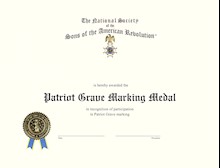 PATRIOT GRAVE MARKING MEDAL CERTIFICATE LARGE