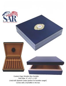 Cigar Wooden Humidor Box (Blue) THUMBNAIL
