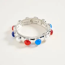 Silver Bracelet with Patriotic Accents LARGE