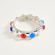Silver Bracelet with Patriotic Accents THUMBNAIL