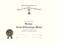 BRONZE GOOD CITIZENSHIP MEDAL CERTIFICATE MAIN