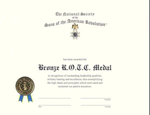 BRONZE ROTC CERTIFICATE LARGE