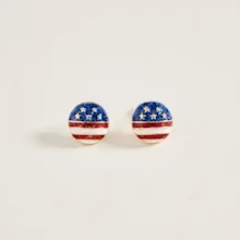 American Flag Circular Gold Earrings LARGE