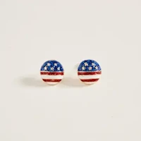 American Flag Circular Gold Earrings MAIN