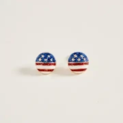 American Flag Circular Gold Earrings THUMBNAIL