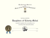 DAUGHTERS OF LIBERTY CERTIFICATE MAIN