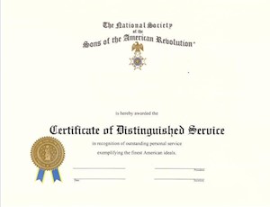 DISTINGUISHED SERVICE AWARD CERTIFICATE LARGE